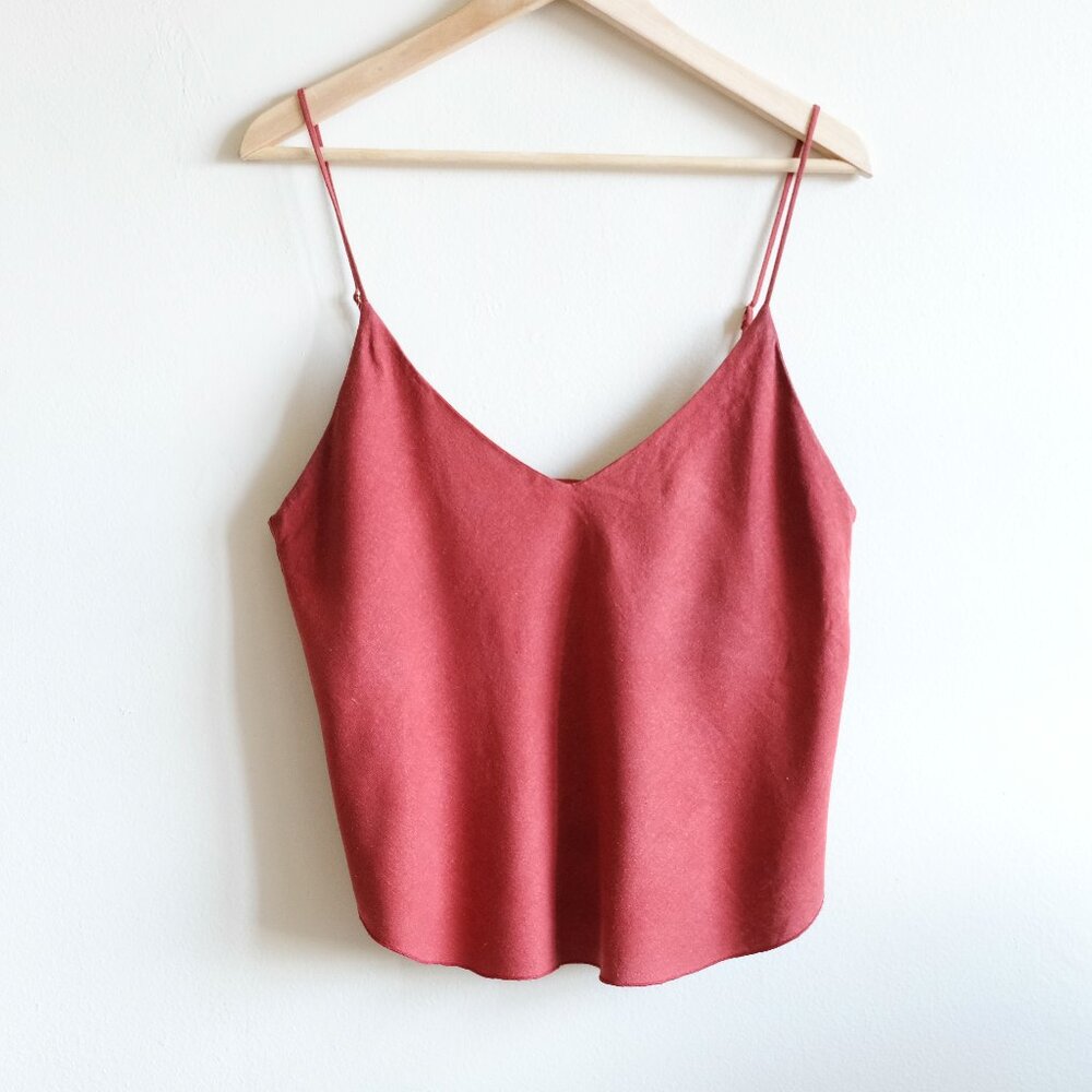 OZMA Raw Silk Tank in Rust